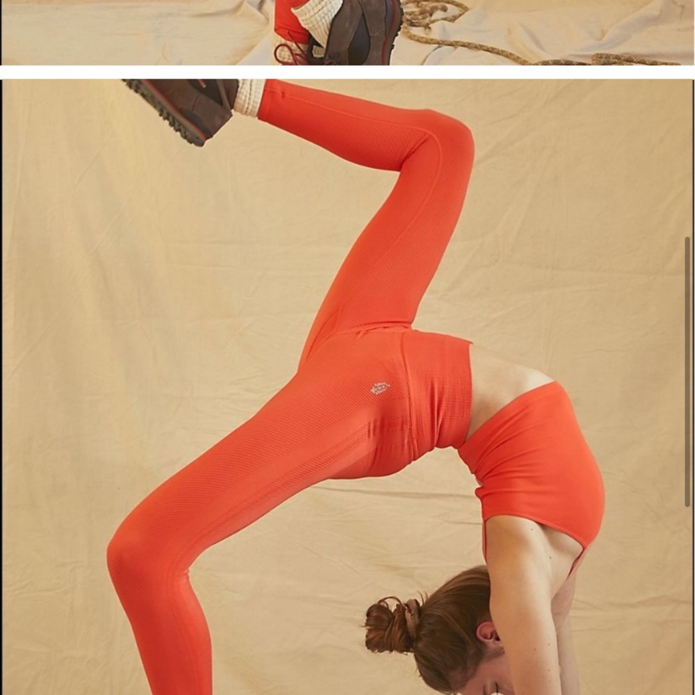 🧡NWOT Happiness Runs Free People Leggings-Orange
